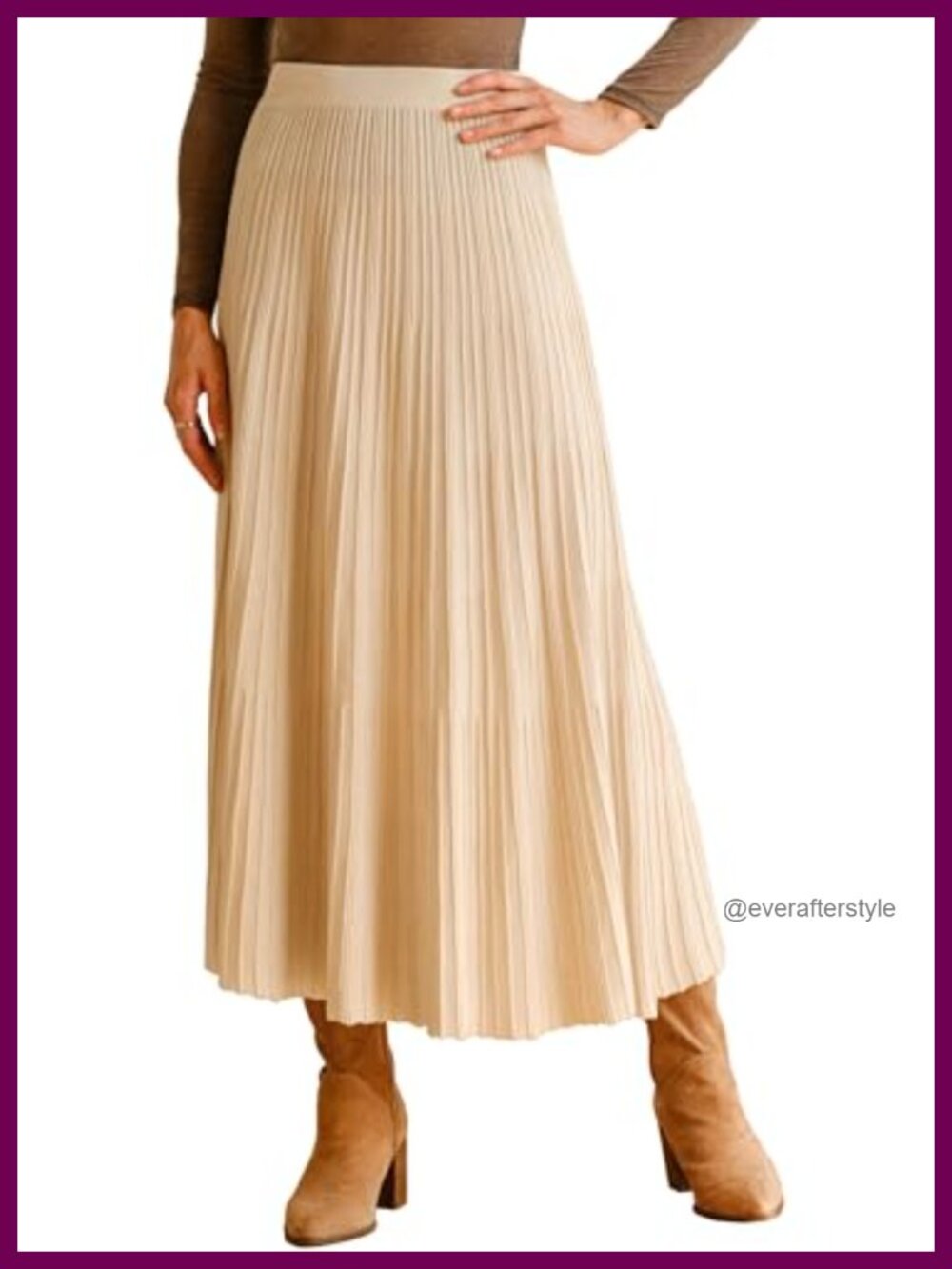 Wool Blend High Waist A-Line Pleated Flowy Long Skirt